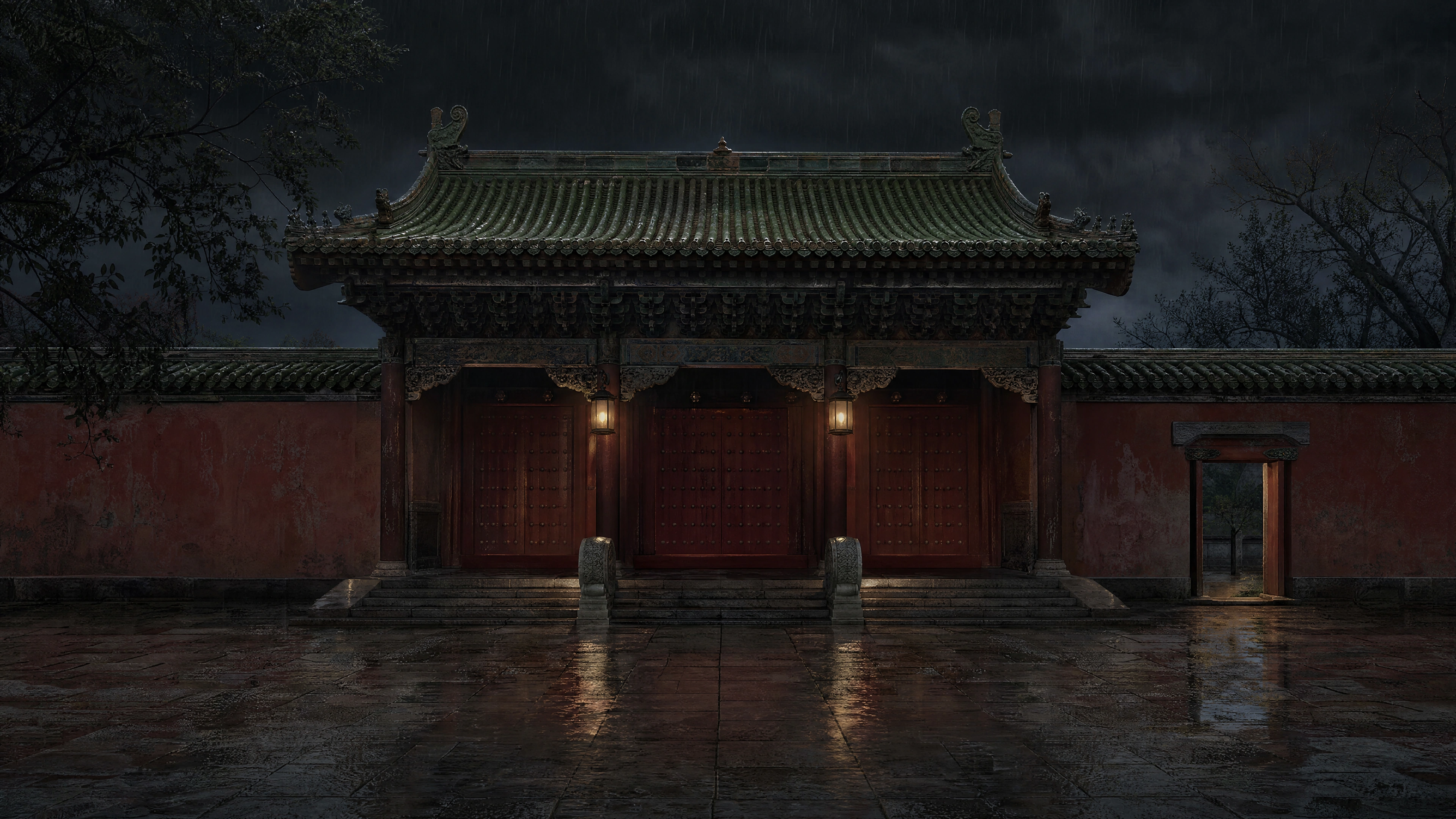 雨夜王府正门